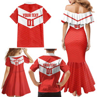 Custom Switzerland 2024 Football Family Matching Mermaid Dress and Hawaiian Shirt Rossocrociati Go Champions - Wonder Print Shop