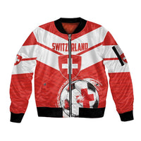 Custom Switzerland 2024 Football Sleeve Zip Bomber Jacket Rossocrociati Go Champions - Wonder Print Shop