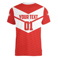 Custom Switzerland 2024 Football Women V-Neck T-Shirt Rossocrociati Go Champions - Wonder Print Shop