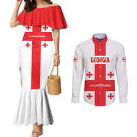 Custom Georgia 2024 Football Couples Matching Mermaid Dress and Long Sleeve Button Shirt Come On Sakartvelo