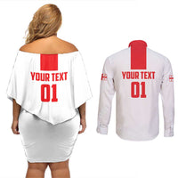 Custom Georgia 2024 Football Couples Matching Off Shoulder Short Dress and Long Sleeve Button Shirt Come On Sakartvelo - Wonder Print Shop