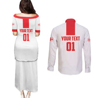 Custom Georgia 2024 Football Couples Matching Puletasi and Long Sleeve Button Shirt Come On Sakartvelo - Wonder Print Shop