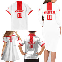 Custom Georgia 2024 Football Family Matching Long Sleeve Bodycon Dress and Hawaiian Shirt Come On Sakartvelo - Wonder Print Shop