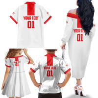 Custom Georgia 2024 Football Family Matching Off The Shoulder Long Sleeve Dress and Hawaiian Shirt Come On Sakartvelo - Wonder Print Shop
