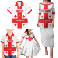 Custom Georgia 2024 Football Family Matching Puletasi and Hawaiian Shirt Come On Sakartvelo - Wonder Print Shop