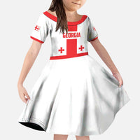 Custom Georgia 2024 Football Kid Short Sleeve Dress Come On Sakartvelo - Wonder Print Shop