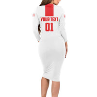 Custom Georgia 2024 Football Long Sleeve Bodycon Dress Come On Sakartvelo - Wonder Print Shop