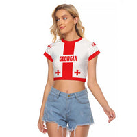 Custom Georgia 2024 Football Raglan Cropped T Shirt Come On Sakartvelo - Wonder Print Shop