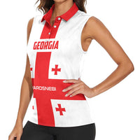 Custom Georgia 2024 Football Women Sleeveless Polo Shirt Come On Sakartvelo - Wonder Print Shop