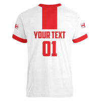 Custom Georgia 2024 Football Women V-Neck T-Shirt Come On Sakartvelo - Wonder Print Shop