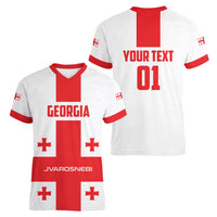 Custom Georgia 2024 Football Women V-Neck T-Shirt Come On Sakartvelo - Wonder Print Shop