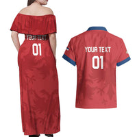 Custom Serbia 2024 Football Couples Matching Off Shoulder Maxi Dress and Hawaiian Shirt Srbija Go Champions - Wonder Print Shop
