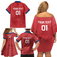 Custom Serbia 2024 Football Family Matching Off Shoulder Short Dress and Hawaiian Shirt Srbija Go Champions - Wonder Print Shop