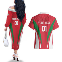 Custom Hungary 2024 Football Couples Matching Off The Shoulder Long Sleeve Dress and Hawaiian Shirt Hajra Magyarok - Wonder Print Shop