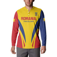 Custom Romania 2024 Football Button Sweatshirt Come On Tricolorii - Wonder Print Shop