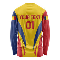 Custom Romania 2024 Football Long Sleeve Shirt Come On Tricolorii - Wonder Print Shop
