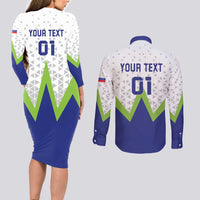Custom Slovenia 2024 Football Couples Matching Long Sleeve Bodycon Dress and Long Sleeve Button Shirt Slovenija Go Champions - Wonder Print Shop