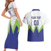 Custom Slovenia 2024 Football Couples Matching Short Sleeve Bodycon Dress and Hawaiian Shirt Slovenija Go Champions - Wonder Print Shop