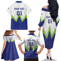 Custom Slovenia 2024 Football Family Matching Off The Shoulder Long Sleeve Dress and Hawaiian Shirt Slovenija Go Champions - Wonder Print Shop