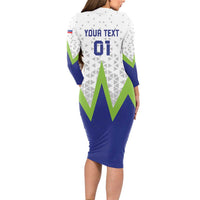 Custom Slovenia 2024 Football Long Sleeve Bodycon Dress Slovenija Go Champions - Wonder Print Shop