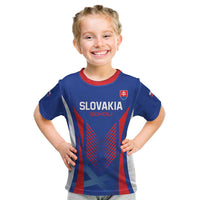 Custom Slovakia 2024 Football Kid T Shirt Slovenska Sokoli - Wonder Print Shop
