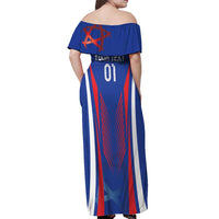 Custom Slovakia 2024 Football Off Shoulder Maxi Dress Slovenska Sokoli - Wonder Print Shop