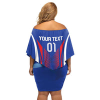 Custom Slovakia 2024 Football Off Shoulder Short Dress Slovenska Sokoli - Wonder Print Shop