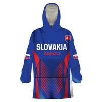 Custom Slovakia 2024 Football Wearable Blanket Hoodie Slovenska Sokoli - Wonder Print Shop