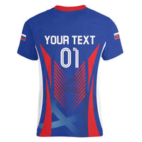 Custom Slovakia 2024 Football Women V-Neck T-Shirt Slovenska Sokoli - Wonder Print Shop