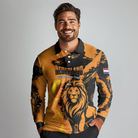 Custom Nederland 2026 World Football Long Sleeve Polo Shirt Oranje Lions Go Champions