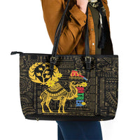 Enkutatash Eritrea New Year Leather Tote Bag Eritrean Camel African Pattern - Wonder Print Shop