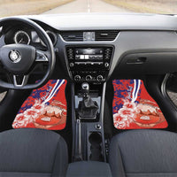 Costa Rica Car Mats Coat of Arms Hibiscus Pattern - Wonder Print Shop