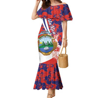 Costa Rica Family Matching Mermaid Dress and Hawaiian Shirt Coat of Arms Hibiscus Pattern - Wonder Print Shop