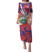 Costa Rica Family Matching Puletasi and Hawaiian Shirt Coat of Arms Hibiscus Pattern - Wonder Print Shop