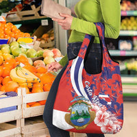 Costa Rica Grocery Bag Coat of Arms Hibiscus Pattern