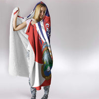 Costa Rica Hooded Blanket Coat of Arms Hibiscus Pattern
