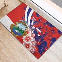Costa Rica Rubber Doormat Coat of Arms Hibiscus Pattern - Wonder Print Shop