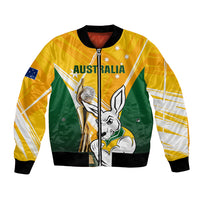 Australia Soccer Bomber Jacket Matildas Kangaroo With World Cup Trophy 2023 Yellow Version - Wonder Print Shop