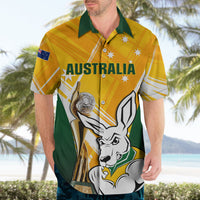 Australia Soccer Hawaiian Shirt Matildas Kangaroo With World Cup Trophy 2023 Yellow Version - Wonder Print Shop
