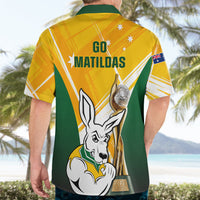 Australia Soccer Hawaiian Shirt Matildas Kangaroo With World Cup Trophy 2023 Yellow Version - Wonder Print Shop