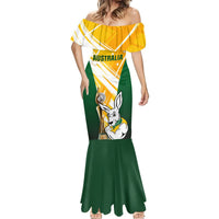 Australia Soccer Mermaid Dress Matildas Kangaroo With World Cup Trophy 2023 Yellow Version - Wonder Print Shop