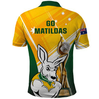 Australia Soccer Polo Shirt Matildas Kangaroo With World Cup Trophy 2023 Yellow Version - Wonder Print Shop