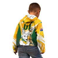 Custom Australia Soccer Kid Hoodie Matildas Kangaroo With World Cup Trophy 2023 Yellow Version - Wonder Print Shop
