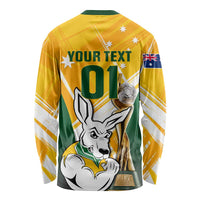 Custom Australia Soccer Long Sleeve Shirt Matildas Kangaroo With World Cup Trophy 2023 Yellow Version LT01