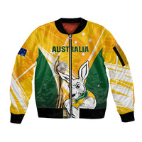 Custom Australia Soccer Sleeve Zip Bomber Jacket Matildas Kangaroo With World Cup Trophy 2023 Yellow Version - Wonder Print Shop