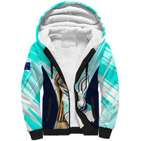 Australia Soccer Sherpa Hoodie Matildas Kangaroo With World Cup Trophy 2023 Turquoise Version - Wonder Print Shop