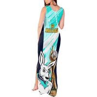 Australia Soccer Tank Maxi Dress Matildas Kangaroo With World Cup Trophy 2023 Turquoise Version - Wonder Print Shop
