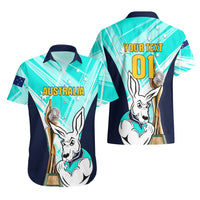 Custom Australia Soccer Hawaiian Shirt Matildas Kangaroo With World Cup Trophy 2023 Turquoise Version - Wonder Print Shop