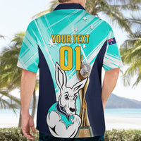 Custom Australia Soccer Hawaiian Shirt Matildas Kangaroo With World Cup Trophy 2023 Turquoise Version - Wonder Print Shop