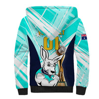 Custom Australia Soccer Sherpa Hoodie Matildas Kangaroo With World Cup Trophy 2023 Turquoise Version - Wonder Print Shop